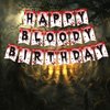 Horror Themed Birthday Party Banner – Halloween Happy Birthday Banner, Red and Black Halloween Birthday Party Decorations Halloween Party Supplies