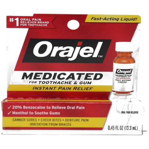 Orajel Maximum Strength Toothache Pain Relief Liquid - .45 oz, Pack of 2