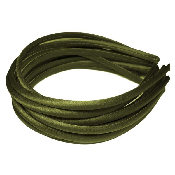 Threddies 12pc Skinny Satin Headbands - 7mm wide, solid color packs (Olive Green)