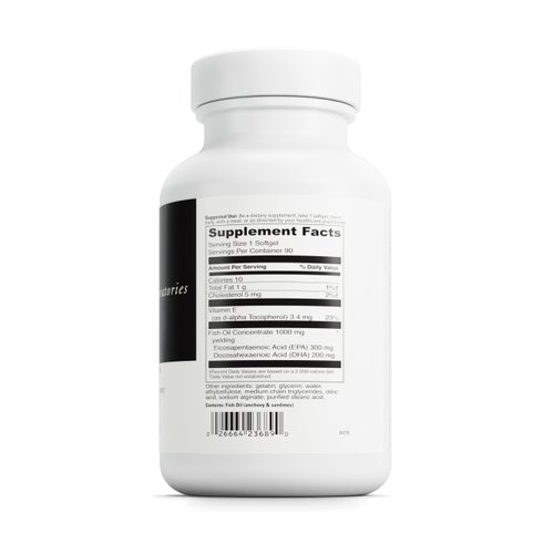 DAVINCI Labs Omega-3 1000 - Dietary Supplement to Maintain Already Normal Cholesterol Levels and Support Immune System, Hair and Skin* - Gluten-Free - 90 Enteric Coated Softgels