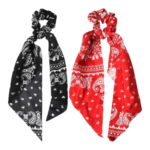 Hair Ribbon Scarf Bandana Hair Scrunchies with Ribbon Bow Hair Ties for Women Girls Hair Scarf Scrunchie Elastic Ribbon Hair Bands Hair Bow Scrunchies for Women Long Hair Scarf Ribbon Ponytail Holder