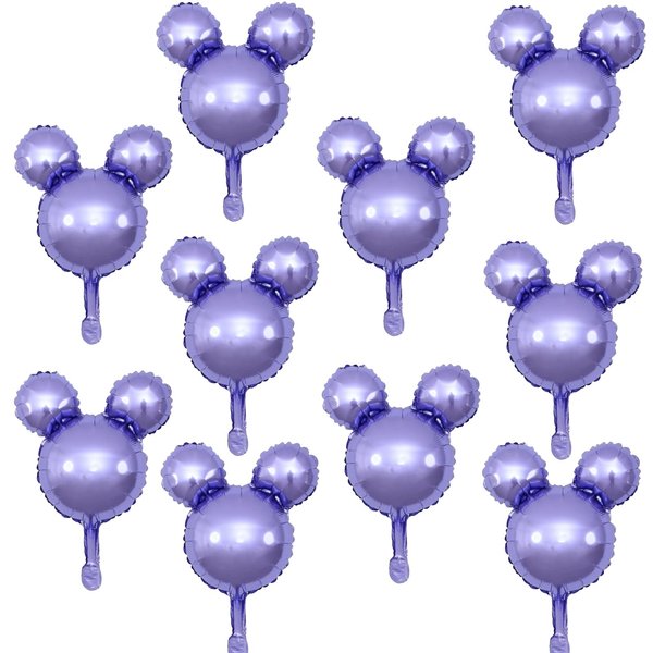 CYMYLAR 10pcs 24inch Pearled Purple Mickey Mouse Balloons, Birthday Party Decorations Supplies