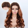 Domiso Ombre Honey Blonde Wear and Go Glueless Wigs Human Hair Pre Plucked Pre Cut Brown Blonde Mixed Lace Front Wigs Body Wave Hair 180% Density Glueless Wigs with Elastic Band for Women 22 Inch