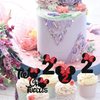 Rsstarxi 24 Pack 2nd Birthday Mouse Inspired Cupcake Toppers, Second Birthday Party Decorations Red Bow Two Oldes Mini Cupcake Picks for Baby Shower 2nd Birthday Party Cake Decorations
