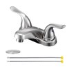 KPWATER Bathroom Sink Faucet Dual Handles 4" Centerset Bathroom Faucet with Pop-up Drain Stopper, Plating Over ABS Plastic Non-Metallic Basin faucets with Supply Hose- Brushed Nickel Finish