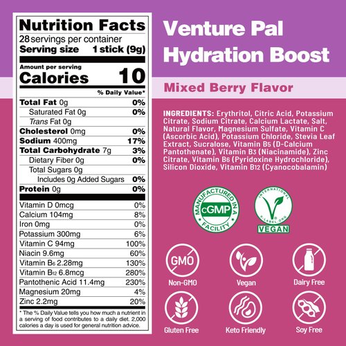 Venture Pal Electrolyte Drink Mix – Mixed Berry Flavor-New