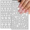 8Sheets Flower Nail Stickers,White Cherry Blossoms Nail Decals Self-Adhesive Leaves Flowers Nail Design with Design Spring Summer Floral Nail Art Stickers for Women Girls DIY Nail Art Decorations