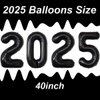 2025 Balloons, 40 Inch 2025 New Years Balloons, 2025 Black Number Balloons, 2025 Foil Happy New Year Balloons for New Years Eve Party Supplies 2025 and New Years Decorations 2025, Graduations