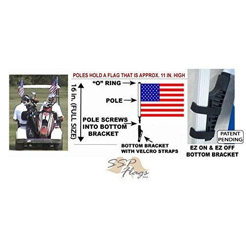 USA Golf Cart Flag with SSP Flags EZ On & Off Bracket