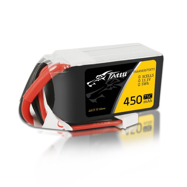 TATTU 11.1V 3S 450mAh 75C LiPo Battery Pack with XT30 Plug for Multirotor FPV 90 to 150 Size