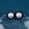 Allereyae Vintage Mermaid Pearl Stud Earrings Half Pearl Earrings Black Enamel Circle Earrings Mermaid Stud Earrings Jewelry for Women and Girls