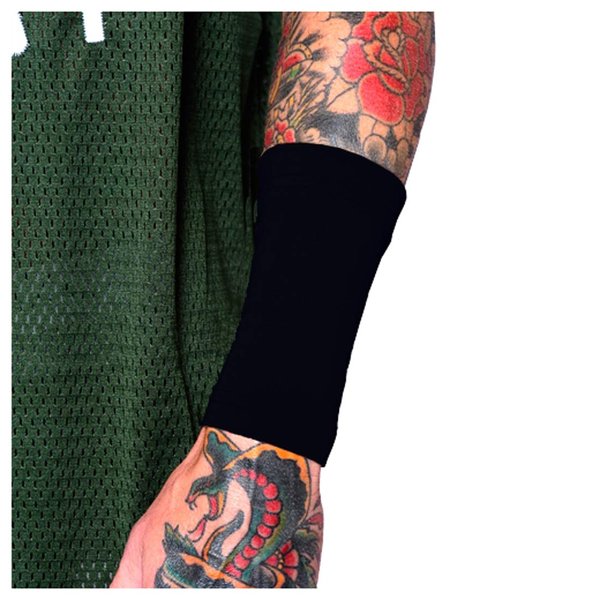Tat2X Ink Armor Premium Forearm 6" Tattoo Cover Up Sleeve - No Slip Gripper - U.S. Made - Black - XL2X (single tattoo cover sleeve)