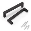KNOBWELL 6 Pack 5 in Matte Black Kitchen Cabinet Door Handles - Stainless Steel Drawer Dresser Pulls Kitchen Cabinet Handles Black 6 Pack - 5" Hole Centers