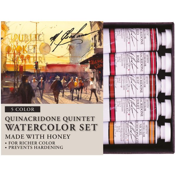 M. Graham 1/2-Ounce Tube Watercolor Paint Set, Quinacridone Quintet 5 (33-QUIN)