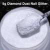 5g White Dust Sugar Nail Glitter Powder - Diamond Dust Sand Shining Sugar Effect Glitter Dip Powder, Superfine French Candy Coat Nails Sweater Design Manicure Decorations DIY Crafts
