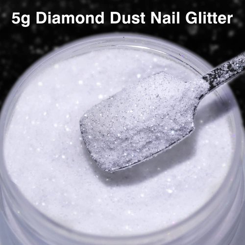 5g White Dust Sugar Nail Glitter Powder - Diamond Dust Sand Shining Sugar Effect Glitter Dip Powder, Superfine French Candy Coat Nails Sweater Design Manicure Decorations DIY Crafts