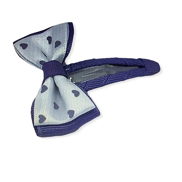 Snap Clip, Hair Bow, Purple and White Hair Bow, Heart Hair Bow