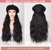 Synthetic Hat Wigs Women Beret Wigs Hair Extensions Fashion Hat with Hair Wigs For Women 20 inch Long Wavy Hair Naturally Connect Autumn Winter Cashmere Cap