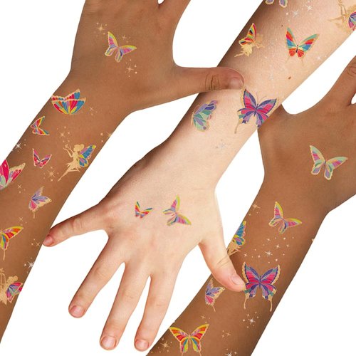 Flash Tattoos kids Butterfly Garden temporary tattoo pack | 56 Kids tattoo | Butterfly tattoo | Rainbow Fairy Birthday Party Supplies | Fairy party favor, Fairy costume | Kids butterfly tattoo