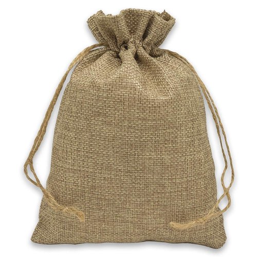 12-Pack 5.5x7.75 Natural Burlap Gift Bags w. Drawstring (Natural Brown, Medium) for Party Favors, Presents or DIY Craft by TheDisplayGuys