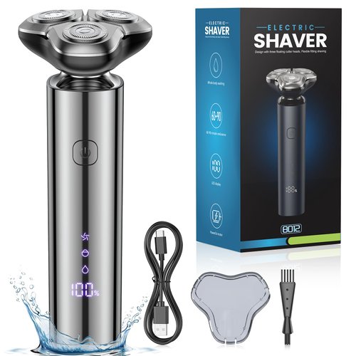 Electric Razor for Men,Electric Shavers for Men,3-Blade Rotary Shaving System,Waterproof Wet Dry Cordless Razor,Touch Switch,Type-C Fast Charging,Travel Lock,Digital Display,90+ Minutes Run Time