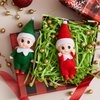 JOYIN 2PCS Christmas Elf Plush Doll, Red and Green Tiny Elf Doll with Clothes and Belt Pattern Soft Plush Christmas Accessories for Christmas Holiday Decorations, Christmas Dress-Up Party.