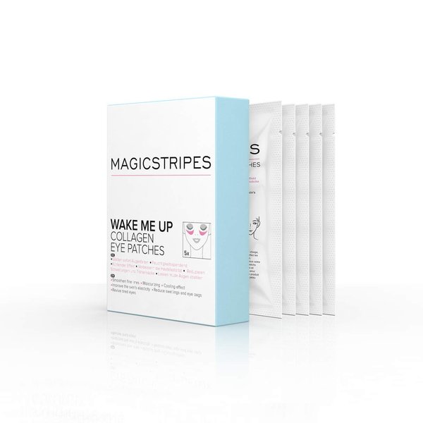 MAGICSTRIPES Wake Me Up Collagen Eye Patches - Pads for Puffy Eyes & Bags, dark Circles and Wrinkles, with Hyaluronic Acid, Hydrogel, Deep Moisturizing Collagen Eye Mask (BOX - 5 Masks)