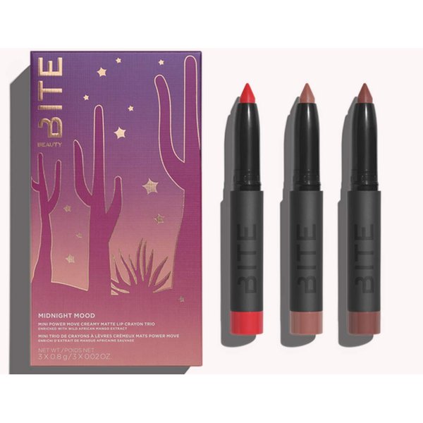 Bite Midnight Mood Mini Power Move Creamy Matte Lip Crayon Stick Trio Negroni Anejo Sazerac