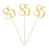 Gold Glitter 85th Birthday Centerpiece Sticks, 12-Pack Number 85 Table Topper Anniversary Party Decorations