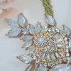 Wedding Bride Hair Comb Crystal Rhinestone Headpiece Pearl Bridal Hairpieces Sparkly Flower Bridesmaid Hair Combs Side Combs Hair Accessories for Women (Gold)
