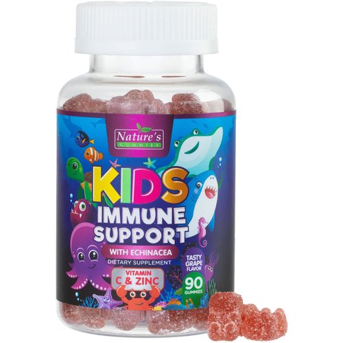 Kids Immune Support Gummies with Vitamin C, Zinc & Echinacea, Gluten Free & Non-GMO Chewable Immune Support for Kids Gummy, Daily Childrens Immune Support Vitamins, Vegan, Berry Flavor - 90 Gummies