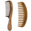 Louise Maelys 2pcs Sandalwood Wide Tooth Hair Combs Moon Shape Wooden Comb for Curly Hair
