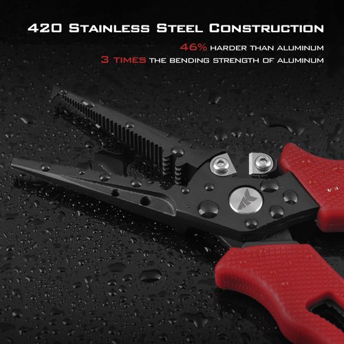 KastKing Cutthroat 7-inch Fishing Pliers, Saltwater Resistant 420 Stainless-Steel Fishing Tools, Comfortable and Slip Resistant Rubber Handle, Braided Line Cutter, Hook Remover, Crimper and Sheath