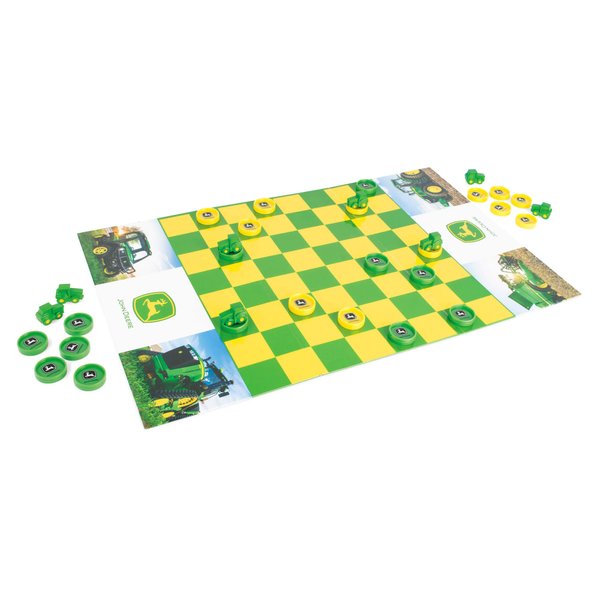 John Deere Checkers Board Game - Includes Themed Folding Board, Checkers, and Collectible Tractor Kings - Collectible Farm Toys and Strategy Games - Ages 6 Years and Up