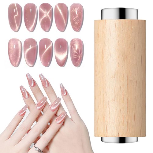 Portable Wood Grain Cat Eye Strong Magnet, Cat Eye Magnet Supplies for Nails Not Easy to Damage, Nice Size Suitable for Professional Manicurists & Novices