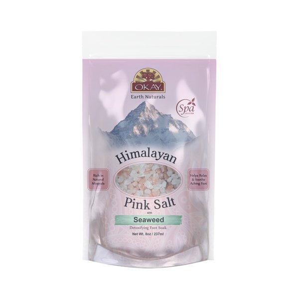 Himalayan Pink Salt with Seaweed Soothing Mineral Soak Leaves Feet Feeling Cleansed,Refreshed and Relaxed No Parabens,No Silicones,No Sulfates For All Skin Types Made In USA 8oz
