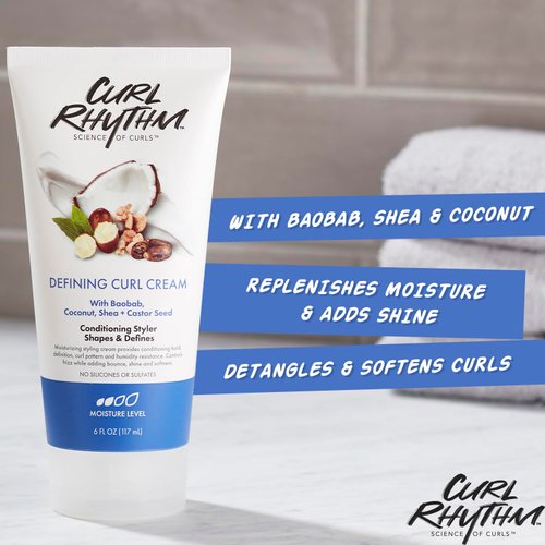 Curl Rhythm Defining Curl Cream - Hair Moisturizer for Curly Hair - Curl Styling Cream for Frizz Control, Bounce, and Shine - Sulfate Free - 6 oz