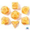 Cheese D&D Dice Set (Light-Yellow & Orange Nacho Color) with Swiss Holes | DND/TTRPG 7-Piece Polyhedral Resin Set