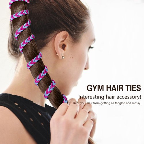 25" Ponytail Holder Hair Ties, Elastic Hair Wrap Braided Long Spirals No Tangle for Beach Sports Motorcycle Swimming Diving Surfing Colorful B