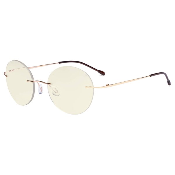 Eyekepper Frameless Progressive Glasses Multifocus Readers Blue light Filter Round Retro Reading Eyeglasses Men Women