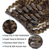 Caliee Curly Clip in Hair Extension 3B 3C Jerry Curly Full Head 20inch Real Remy Human Hair Extensions Highlight Piano Dark Brown Mixed with Strawberry Blonde JC#P4/27 7Pcs 17Clips 120G
