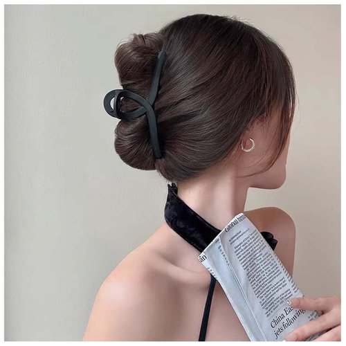 Yheakne Vintage Acrylic Hair Claw Clip Plastic Hair Claws Clip Plain Hair Holder Clips Jelly Jaw Hair Clamp French Jaw Hair Clip Non Slip Hair Catch Barrette Decorative Hair Accessories for Women and Girls (Black)