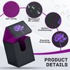 ZLCA Card Deck Box for MTG Cards with 2 Dividers, Card Storage Box Fits 100+ Single Sleeved Cards, PU Leather TCG Card Deck Case Holder for Magic Commander Yugioh (Black&Purple,Lotus)