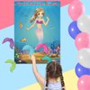 FEPITO Mermaid Party Supplies Pin The Tail on The Mermaid Party Game with 24Pcs Tail Stickers for Mermaid Party Favors, Kids Birthday Party