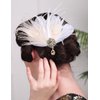 Teyglen 1920s Feather Headpiece Feather Hair Clip Pin with Crystal Feather Flapper Headband Prom Party Hair Accessories for Women (Champagne)