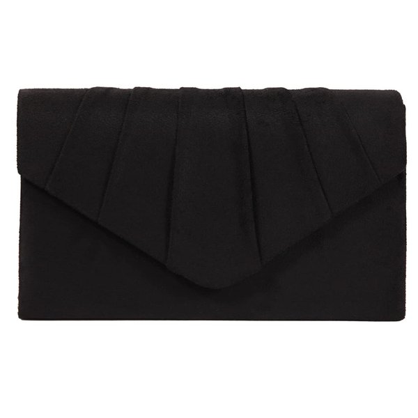BBjinronjy Clutch Purses for Women Evening Bag Women's with Detachable Chain Wedding Prom Faux Suede (Black-Suede)