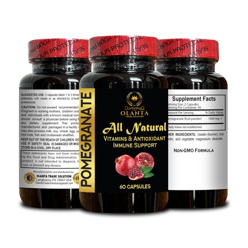 Pomegranate Extract - Organic Pomegranate Extract, Pomegranate Supplement for Immune Support, Ultra High Strength Pomegranate Supplement, High-Potency Pomegranate - 2 Bottles 120 Capsules