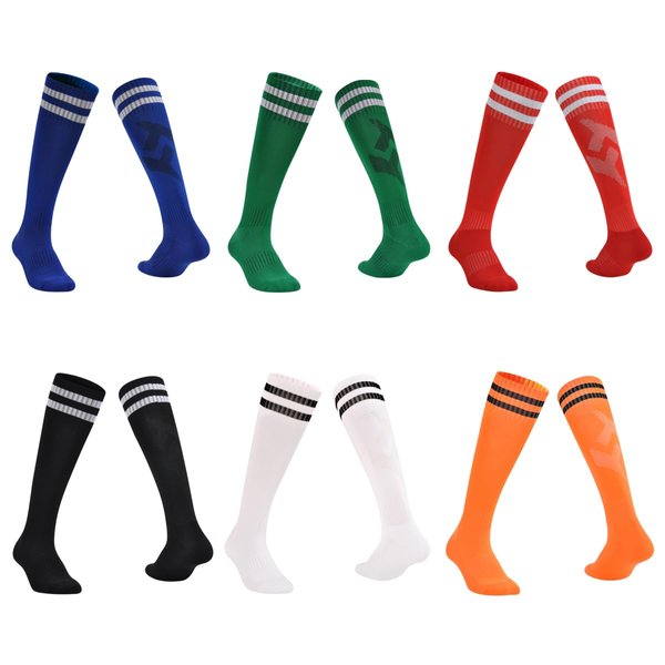 Barrlves 6 Pairs Kids Soccer Socks Striped Knee High Tube Socks Football Uniform Sports Socks for Boys Girls 8-14 Years Old (6pairs-multicolor)