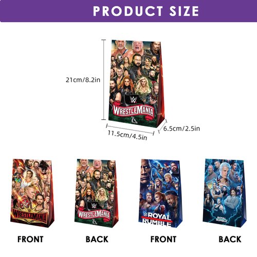 Optiacan 20pcs Wrestling Goodie Bags, Wrestling Themed Party Bags for Boys Girls Kids Party Decorations (Wrestling)