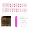 Aimimier 24Pcs Ballerina False Nails with Design Pink Butterfly Coffin Nails with Gluetabs Gradient Fingernails for Women and Girls (Style 3)